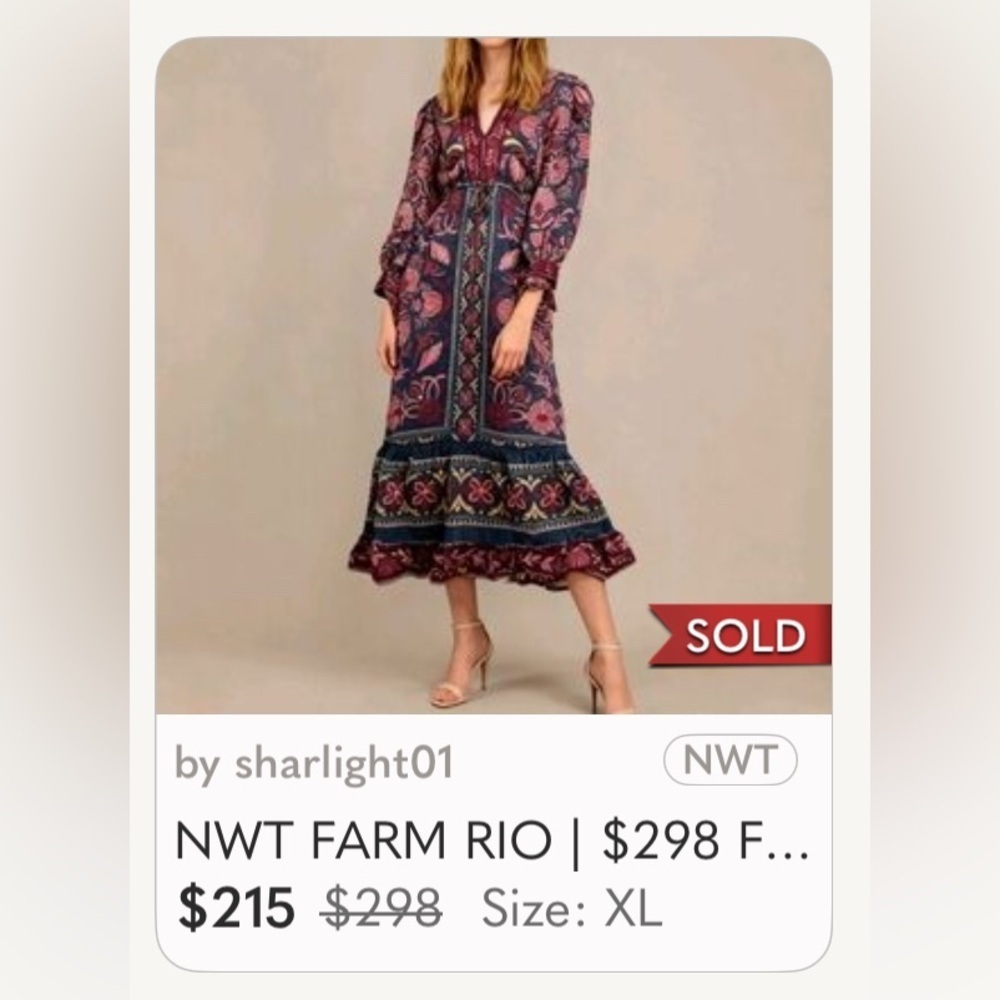 NWT Farm Rio Floral Maxi Luxury Euro Summer Vacation Spring Break Unique - Picture 9 of 10